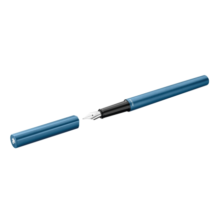 LOT de 5 Stylo plume Pelikan Ineo - Plume moyenne - Boîtier en métal - Aluminium anodisé satiné - Forme en goutte d'eau anti-poi