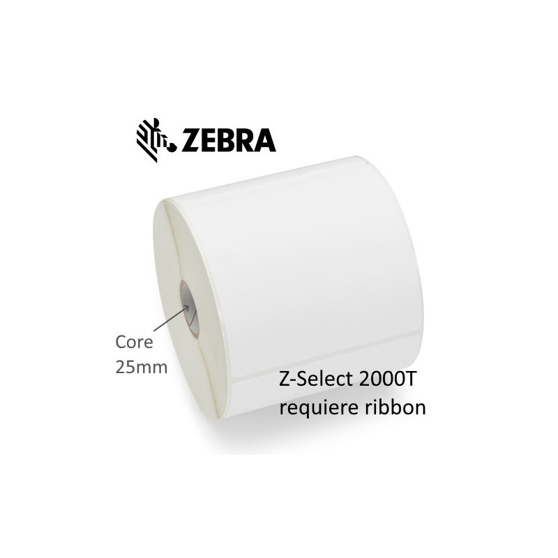 Zebra Z-Select 2000T, lot de 12 rouleaux d'étiquettes à transfert thermique d'origine, 57 x 51 mm - 1 370 étiquettes par rouleau