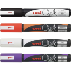 Lot de 4 marqueurs à craie liquide Uni-ball Chalk Colors Halloween - Pointe conique 1,8-2,5 mm - Effaçable à l'eau - Résistant à