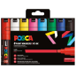 Lot de 8 marqueurs peinture Posca PC-8K/8C - Pointe biseautée 8 mm - Encre à base d'eau - Résistant à la lumière - Couleurs asso