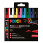 Lot de 8 marqueurs peinture Posca PC-5BR - Pointe pinceau 1-4 mm - Encre à base d'eau - Résistant à la lumière - Non permanent -