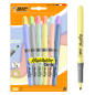 Lot de 12 marqueurs fluorescents pastel Bic Highlighter Grip Pastel - Pointe biseautée - Largeur de trait entre 1,60 et 3,30 mm