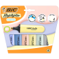 Lot de 6 marqueurs fluorescents Bic Marking Highlighter Flat Pastel Minéral - Pointe biseautée - Largeur de trait de 1,20 à 4,60
