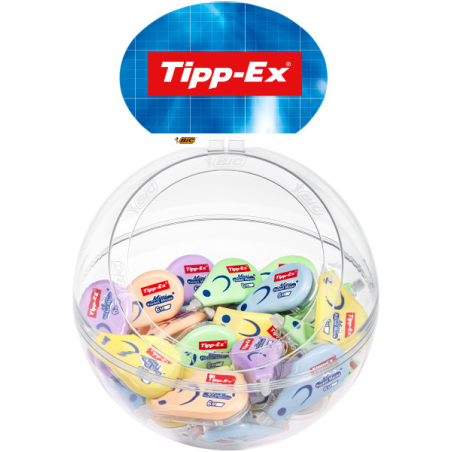 Présentoir Tipp-Ex Mini Pocket Mouse Pastel avec 40 rubans correcteurs 5 mm x 6 m - Résistant - Écriture instantanée