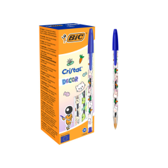 LOT de 20 Stylo bille Bic Cristal Decor Kawaii - Corps transparent avec décoration Kawaii - Pointe ronde de 1 mm - Largeur de tr