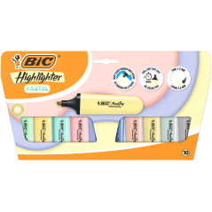 Lot de 10 marqueurs fluorescents Bic Marking Highlighter Flat Pastel - Pointe biseautée - Largeur de trait : 1,20 à 4,60 mm - En