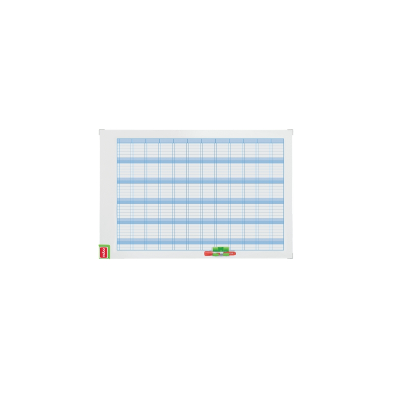 Tableau blanc magnétique annuel Nobo Performance 720 x 50 x 1 030 mm - Kit de planification magnétique inclus