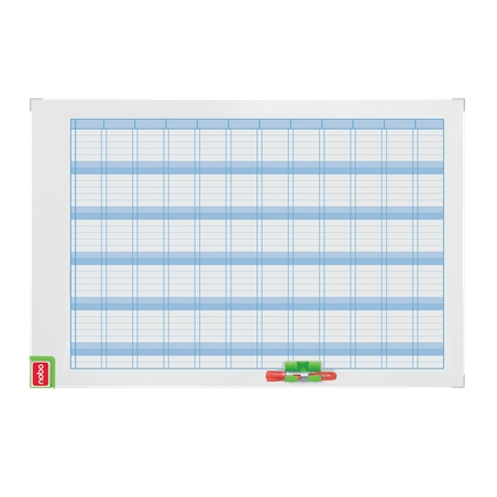 Tableau blanc magnétique annuel Nobo Performance 720 x 50 x 1 030 mm - Kit de planification magnétique inclus