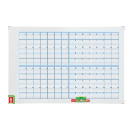 Tableau blanc mensuel magnétique Nobo Performance 725 x 53 x 1 045 mm - Kit de planification magnétique inclus