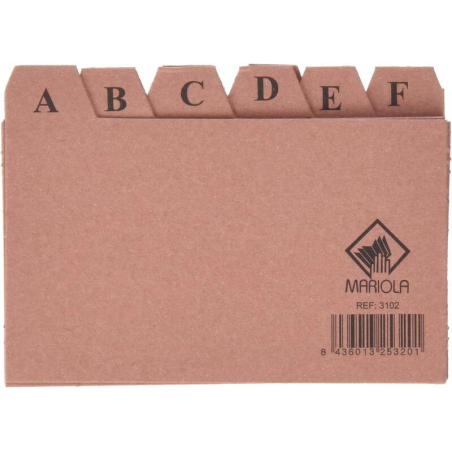 Mariola AZ Index Nº2 pour Fichier - Dimensions 125x75mm - Couleur Marron