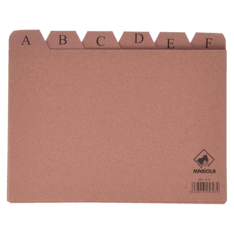 Mariola AZ Index Nº5 pour Fichier - Dimensions 215x160mm - Couleur Marron
