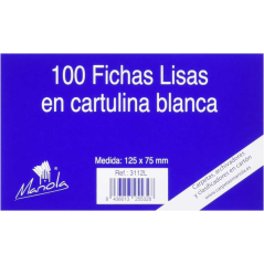 Mariola Pack de 100 fiches lisses n°2 - Dimensions 125x75 mm - Couleur Blanc