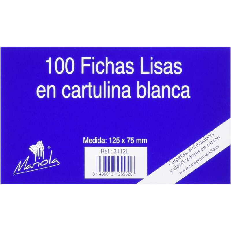 Mariola Pack de 100 fiches lisses n°2 - Dimensions 125x75 mm - Couleur Blanc