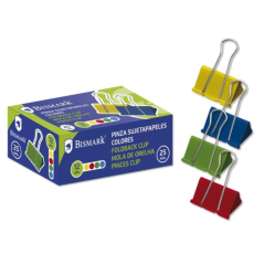 Lot de 12 trombones métalliques Bismark de 25 mm - Lame pliante - Couleurs assorties