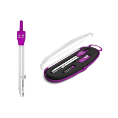 Erichkrause Lot de 4 Compas Métalliques Ensemble d'Instruments Scolaires 135mm - Rayon Maximum 21 cm - Comprend Aiguiseur et Min