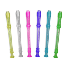 LOT de 12 Flûte à bec transparente et colorée - En plastique - Idéale pour les petits - 6 couleurs assorties