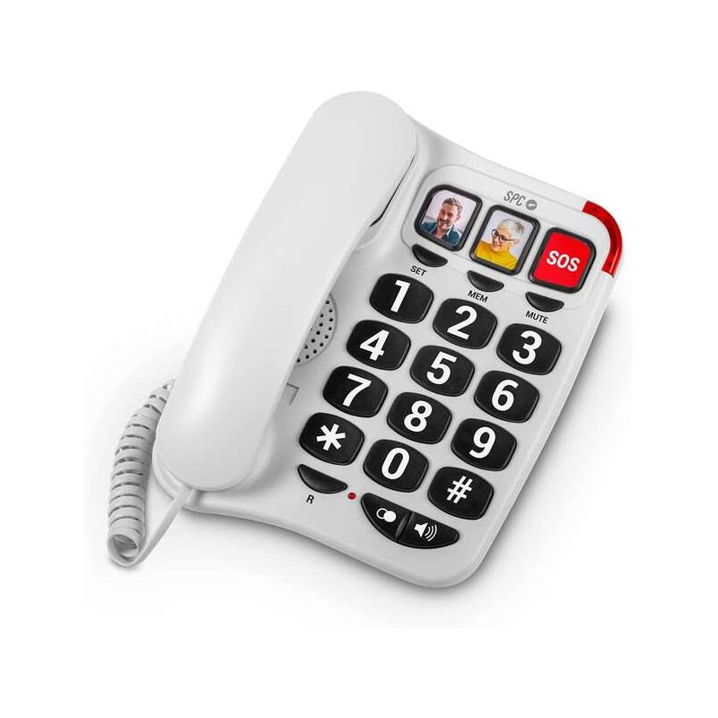 Téléphone fixe SPC pour seniors - Touches XXL - Appels One Touch - Volume de sonnerie 93Db - Compatible avec les appareils audit
