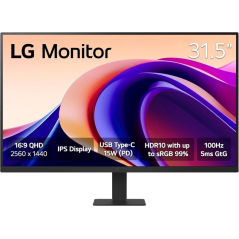 Moniteur LED LG 31,5" IPS QHD HDR10 100 Hz - Temps de réponse de 5 ms - Angle de vision de 178° - 16:9 - HDMI, USB-C - VESA 100