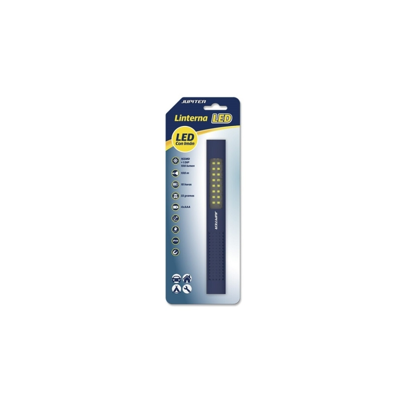 Barre lumineuse multi-LED Jupiter 100 lm - Avec aimant - Résistance IP44 - Fonctionne avec 4 piles AAA (non incluses) - Couleur