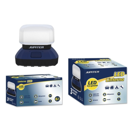 Lanterne de camping LED Jupiter CREE-XPE 150 lm - 3 intensités - Résistance IPX4 - Fonctionne avec 4 piles AA (non incluses) - B