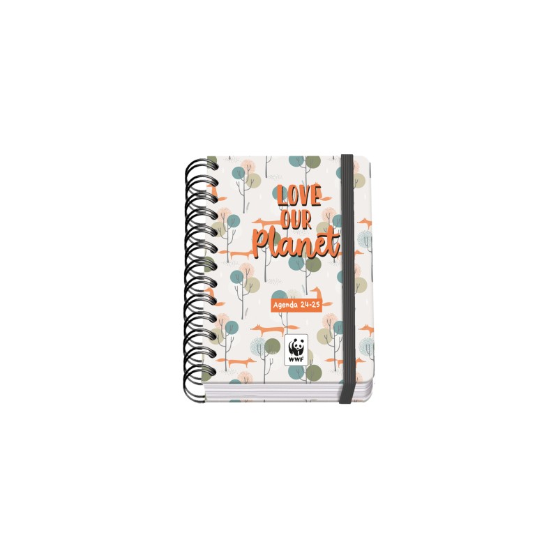 Dohe WWF Love our Planet Agenda Scolaire Spiralé A6 - Diamètre des Pages - Papier 80g/m2 - Couverture Carton Laminé - Fermeture