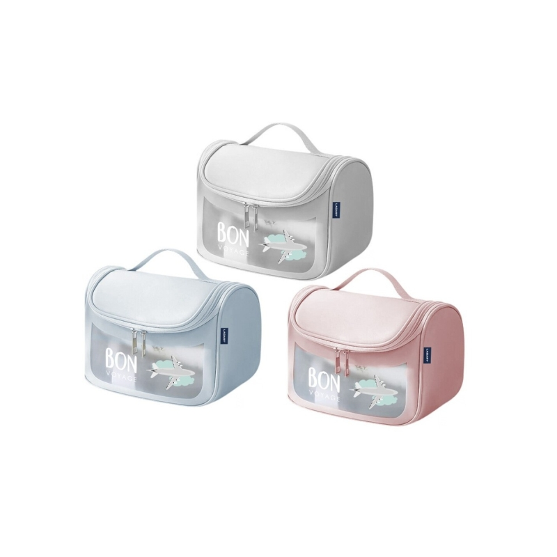 LOT de 6 Trousse de toilette de voyage Lézard - Poche intérieure - Poignée de transport - En PVC facile à nettoyer - Dimensions