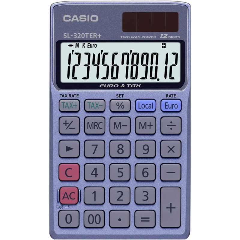 Calculatrice de poche Casio SL-320TER+ 12 chiffres bleue
