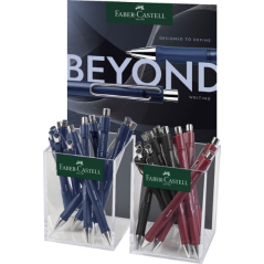 Faber-Castell Beyond Ball Expositor con 24 Boligrafos Retractiles - Punta 1mm - Trazo de 0.5mm - Grip de Agarre - Colores Surtid
