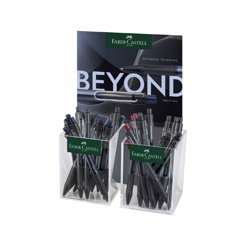Faber-Castell Beyond Gel Expositor con 24 Boligrafos Retractiles - Punta 0.7mm - Trazo de 0.4mm - Grip de Agarre - Colores Surti