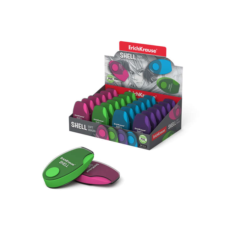 LOT de 24 Erichkrause Shell Gomme Souple Forme Originale - Fabriquée en Caoutchouc Thermoplastique Hypoallergénique - Coque de P