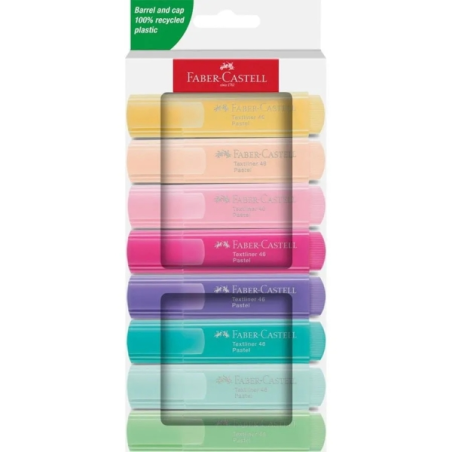 Faber-Castell Textliner 46 Pastel Expositor con 11 Packs de 8 Marcadores Fluorescentes - Punta Biselada - Trazo entre 1mm y 5mm