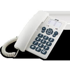 SPC Téléphone Fixe Original Touches Extra Larges - Différents Niveaux de Sonnerie - 3 Mémoires Directes - Pour Table et Mur - Co