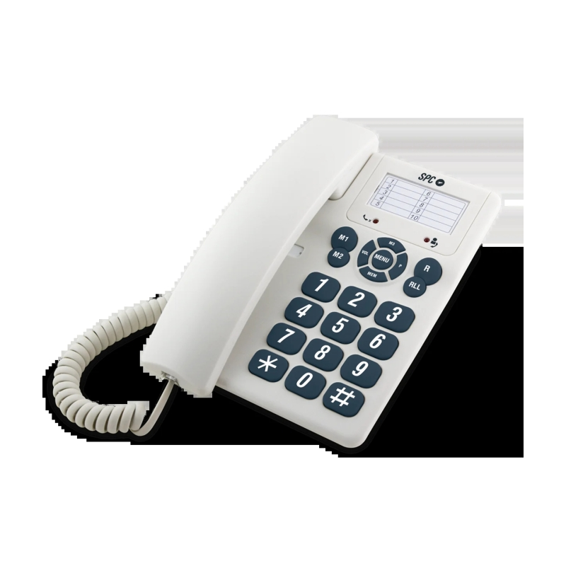 SPC Téléphone Fixe Original Touches Extra Larges - Différents Niveaux de Sonnerie - 3 Mémoires Directes - Pour Table et Mur - Co