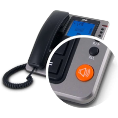 Téléphone Fixe SPC Office Pro - Écran Lumineux Bleu - Grandes Touches - Mémoire Directe - Mains Libres - Identification de l'app