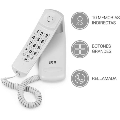 Téléphone Fixe SPC Original Lite 2 - sans Piles - sans Connexion à la Lumière - Indicateur Lumineux - 10 Mémoires Indirectes - C