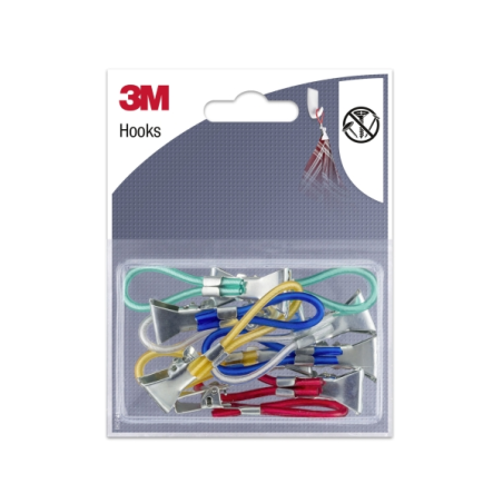 Lot de 10 boucles de suspension avec clips 3M - Clip multi-usages - Couleurs assorties