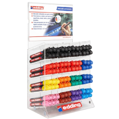 Edding 300 Expositor de 96 Rotuladores Permanentes - Punta Redonda - Trazo entre 1.5 y 3mm - Tinta Casi Inodora - Capuchon con C