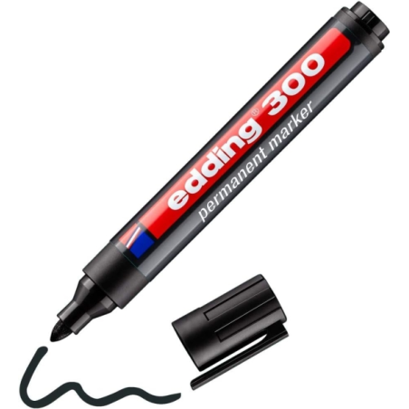 Edding 300 Expositor de 96 Rotuladores Permanentes - Punta Redonda - Trazo entre 1.5 y 3mm - Tinta Casi Inodora - Capuchon con C