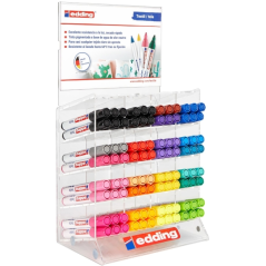 Edding 4500 Expositor con 96 Rotuladores Permanentes para Textil - Punta Redonda - Trazo entre 2 y 3mm - Olor Neutro - Secado Ra