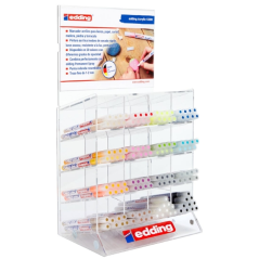 Edding 5300 Acrylic Expositor con 137 Rotuladores Permanentes Acrilicos - Punta Biselada 1-2mm - Trazo Fino - Resistente a la Lu