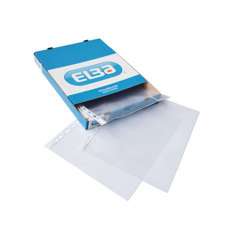 Elba Lot de 100 couvertures multi-trous standard A4 – Matériau PP de 70 ? - Transparent et résistant