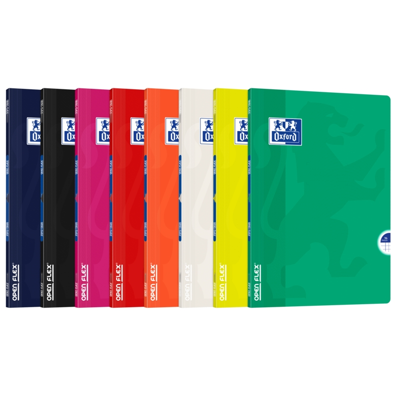 LOT de 10 Oxford School Classic Openflex A4 - Couverture en plastique robuste - Carnet agrafé 5x5 avec marge - 48 feuilles de pa