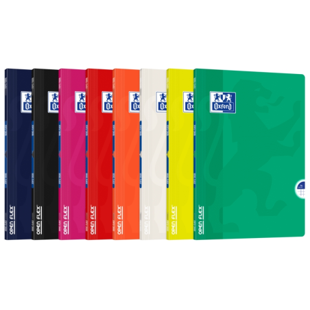 LOT de 10 Oxford School Classic Openflex A4 - Couverture en plastique robuste - Carnet agrafé 5x5 avec marge - 48 feuilles de pa