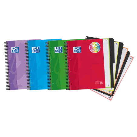 LOT de 5 Oxford School Classic A4+ Europeanbook - Couverture extra rigide et résistante - 50 % de feuilles gratuites en plus - G