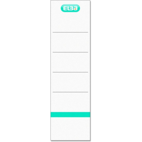 Lot de 10 étiquettes Elba pour classeurs, 8 cm de large - Carton résistant - Blanches