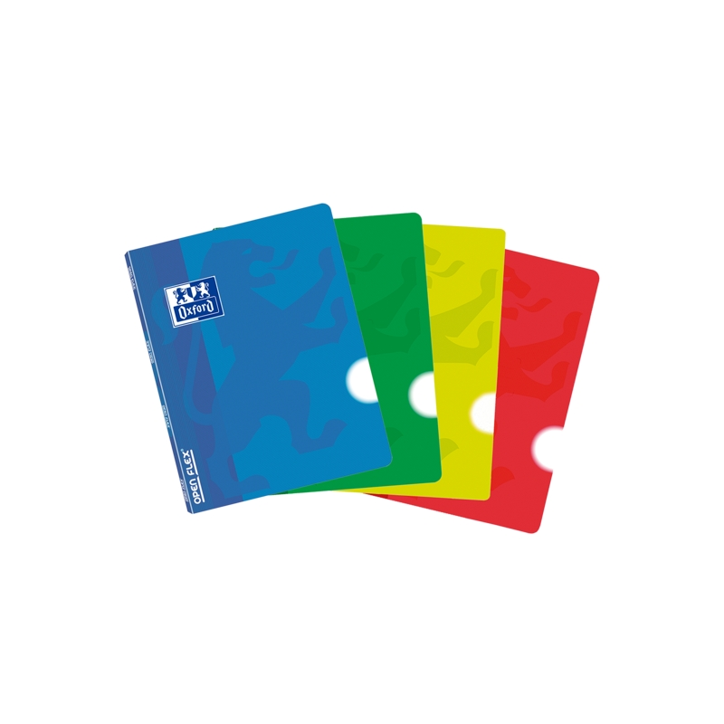 LOT de 10 Oxford School Classic Openflex A5 - Couverture plastique - Carnet agrafé - Uni - 48 feuilles - Couleurs assorties