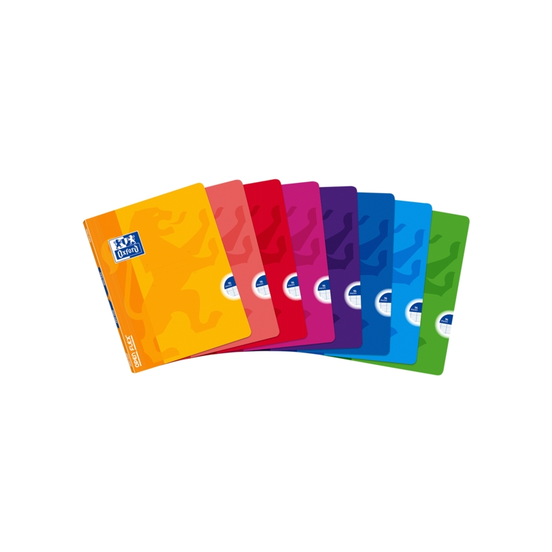 LOT de 10 Oxford School Carnet agrafé Openflex A5+ - Couverture plastique robuste - Règle 2.5 avec marge - 48 feuilles - Couleur