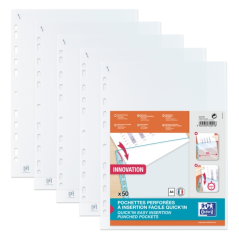 LOT de 20 Couvertures multi-trous Oxford Quick'In A4 - Polypropylène standard - Verre 50m - Insertion facile - Protection durabl