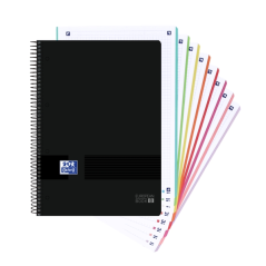 LOT de 5 Oxford Black N'Colours Europeanbook A4+ - Couverture plastique résistante - 160 feuilles quadrillées 8,5x5,5 - Coloris