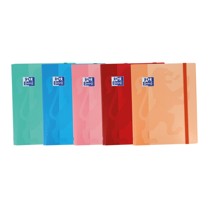 LOT de 10 Chemise Oxford Classic A4+ en caoutchouc - Couverture extra rigide - 3 rabats - Dos 20 mm - Couleurs assorties